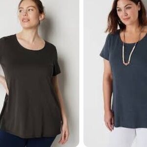 J. Jill Pure Jill Scoop-Neck Elliptical Tee Black Size XS Pima Cotton